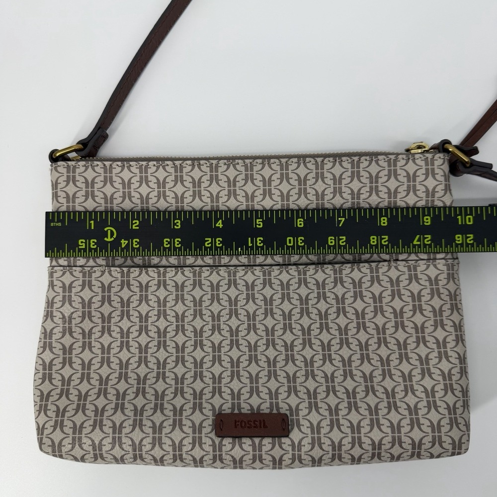 Fossil Fiona Crossbody‎ Bag Purse Satchel Brown Cream Floral Boho - Picture 13 of 14